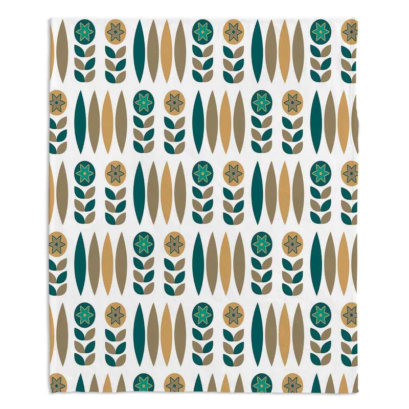  Couverture Mid-Century, Vert / Brun, 51 po x 60 po