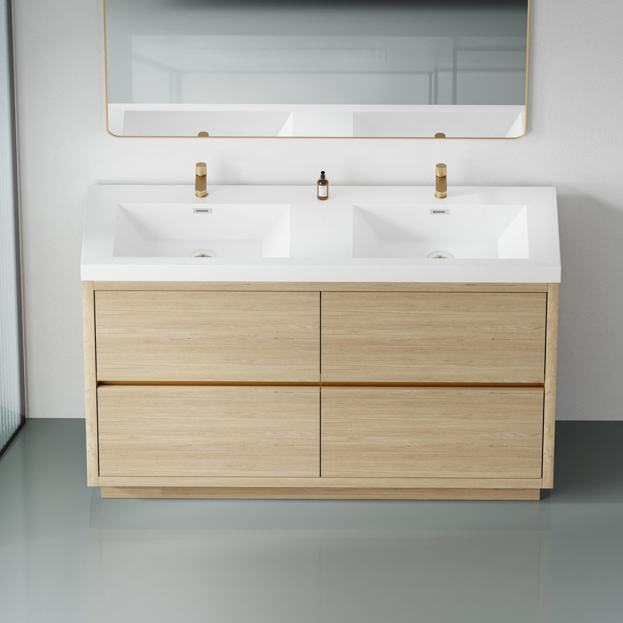 Latitude Run® Freestanding Double Sink Freestanding Bathroom Vanities ...