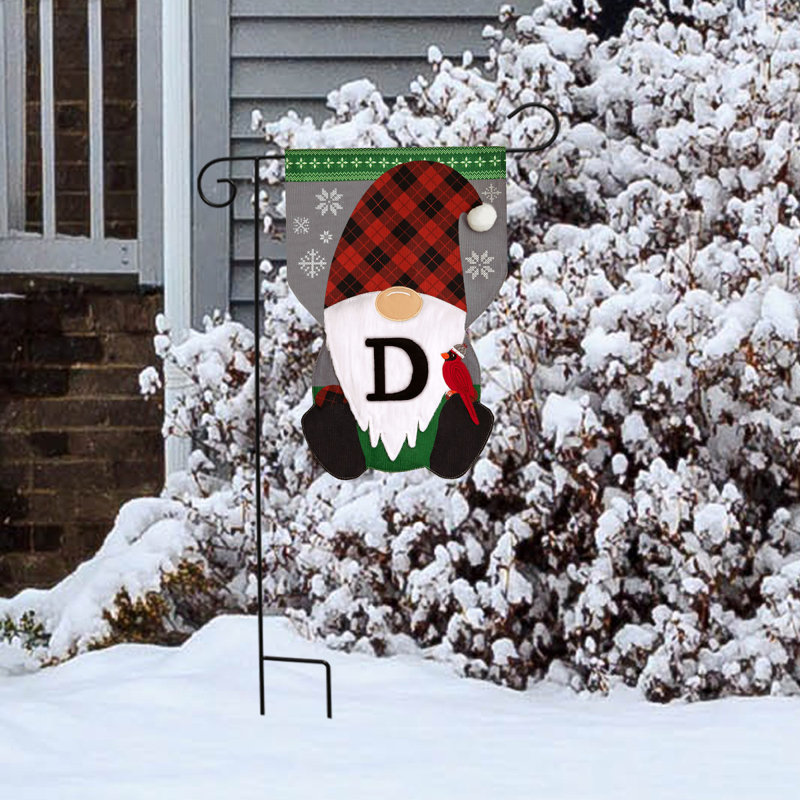 Gnome d'hiver - monogramme de toile de jute - drapeau de jardin