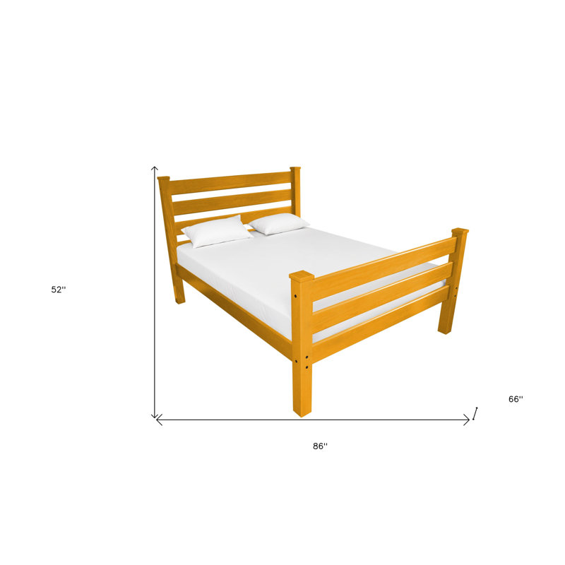 Orange Solid Wood Queen Bed Frame