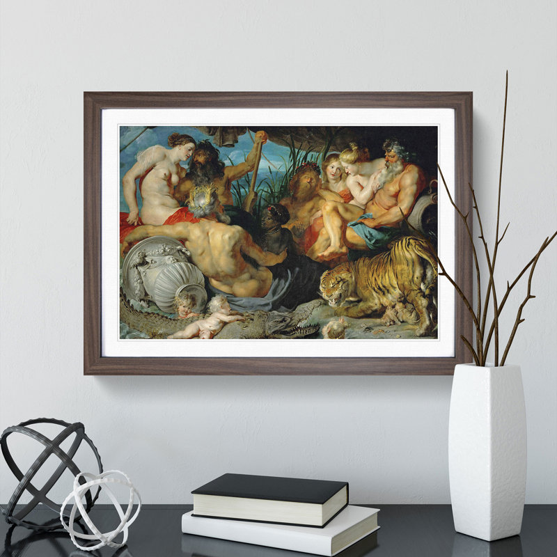 The Four Continents by Peter Paul Rubens - Picture Frame Painting, Walnut, 27cm H x 36cm W x 2cm D