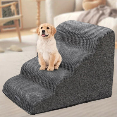 4-Step High-Density Foam Pet Stairs With Removable Washable Cover For Small Dogs & Cats