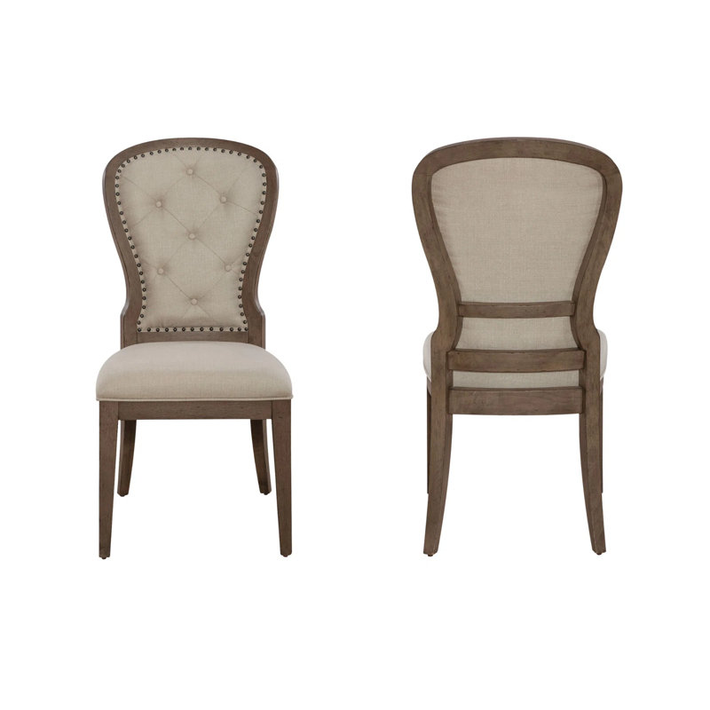 Aisja Upholstered Tufted Side Chair, Brown