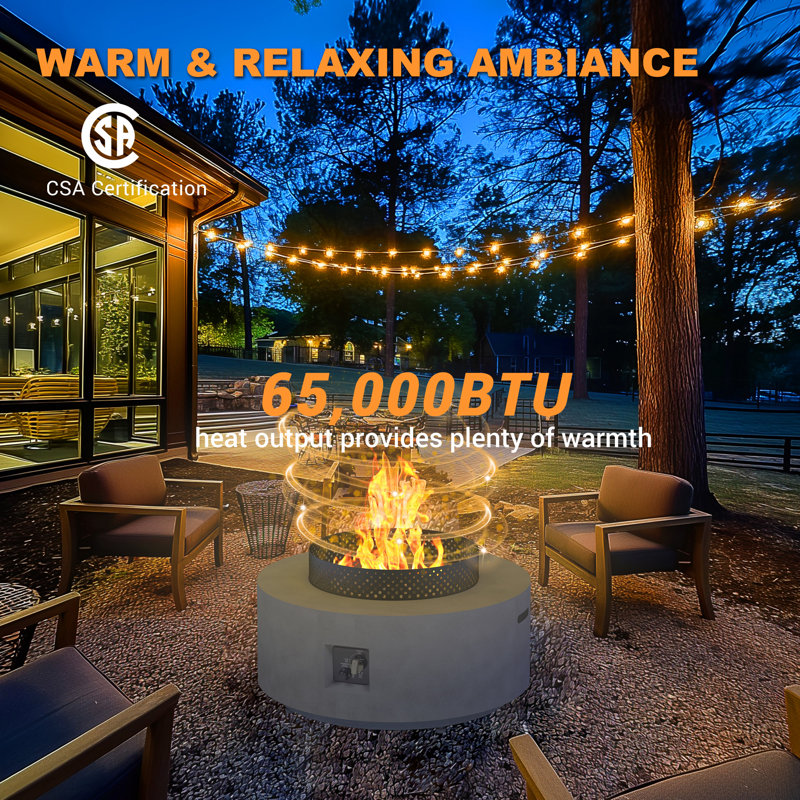 32 Inch Fire Pit Table, Propane Smokeless Fire Pit Table with Hidden Fuel Tank, Wind Guard and Baking Sheet for Garden, Patio, Gray