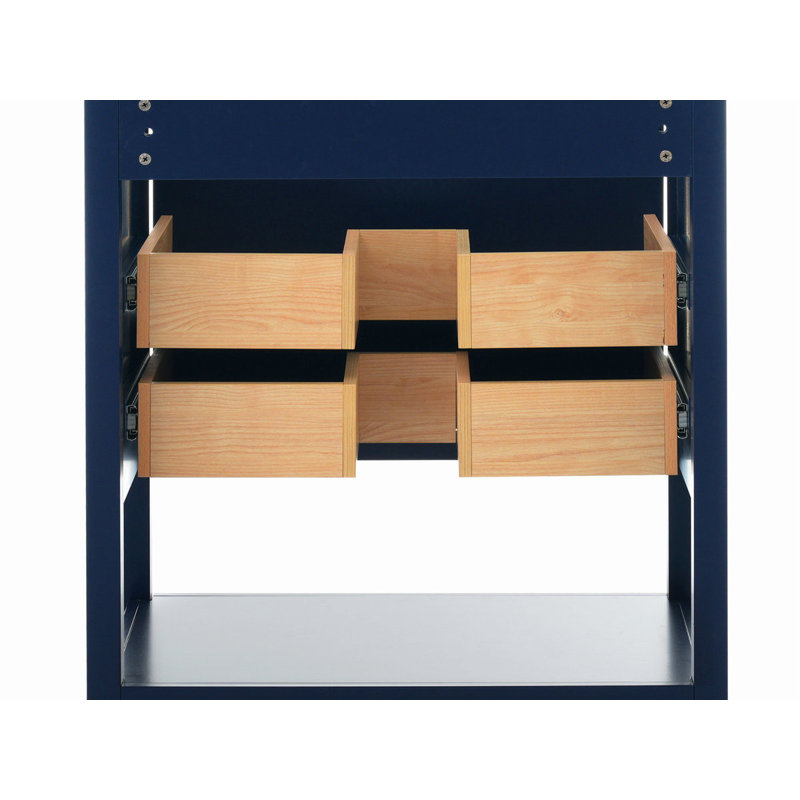 Meuble-lavabo durable (lavabo non inclus), meuble-lavabo classique en bois avec 3 tiroirs et tablette ouverte, Bleu