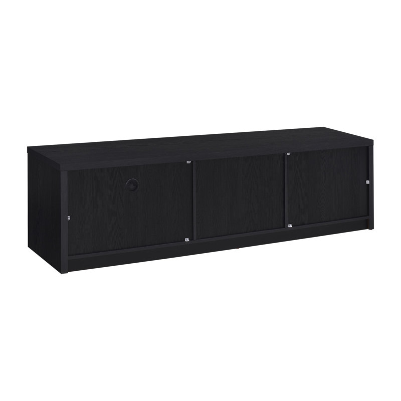 Meuble télé 2 portes en bois avec casier ouvert noir