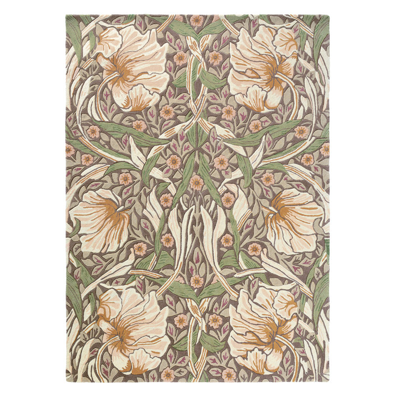 Hand Tufted Wool Floral Area Rug in Brown, Rectangle 6'7" x 9'2"