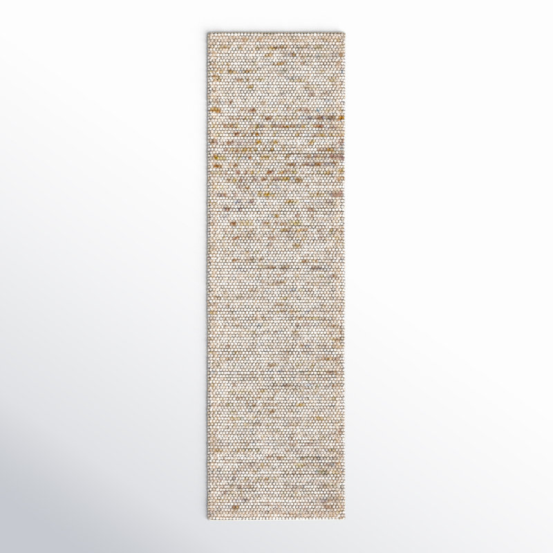 Tapis tissé à plat à la main Elle en ivoire / multicolore, Tapis de couloir 2 pi 3 po x 8 pi