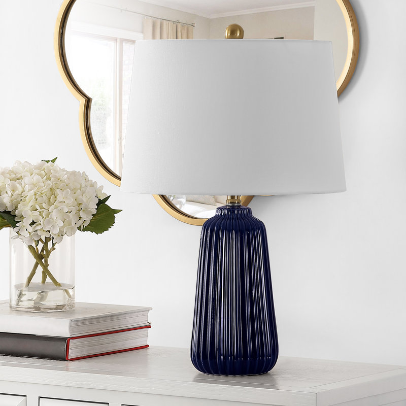 Adhelin Ceramic Table Lamp, Navy Blue