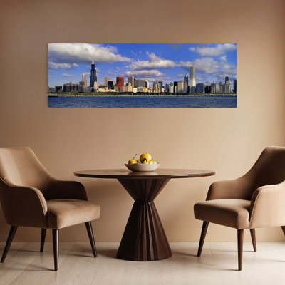États-Unis, Illinois, Chicago, vue panoramique sur un horizon urbain au bord de la mer, art mural contemporain abstrait