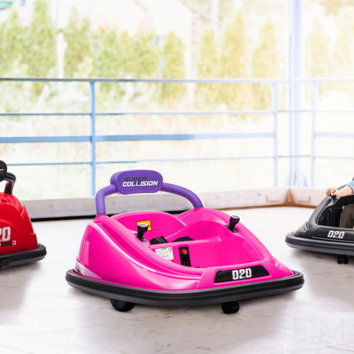 12V Toddler Bumper Car With Remote Control, 360° Rotation Kids Electric Ride-On Toy, Twins Motor, Colorful LED Lights, 3 Songs, For Boys And Girls, Pink