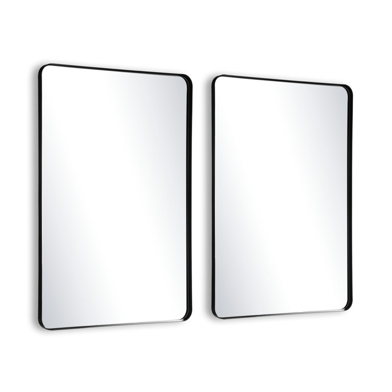SUMERAIN Black Black Edge Resistant Bathroom Mirror 2-Pack, Set of Two Aluminum Framed Tempered Glass Vanity Mirrors for Double Sink Bathroom Vanity, 24x36 Inch Horizontal or Vertical Mount