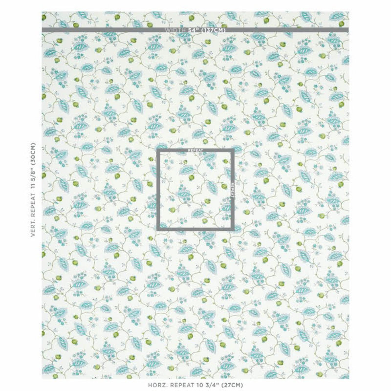 Maryam Vine Fabric, Peacock