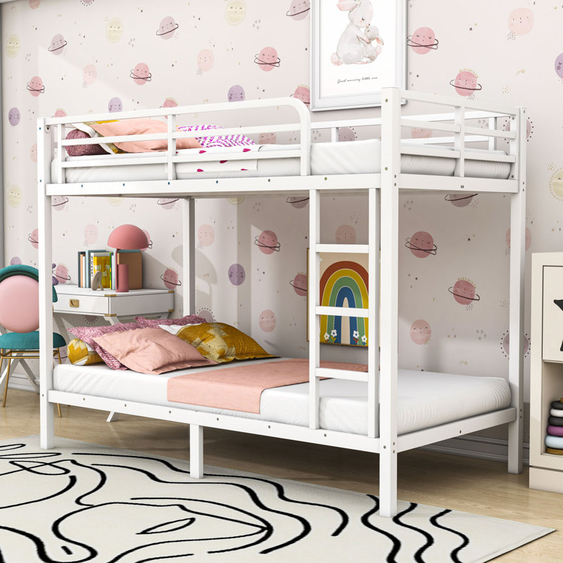 Metal Bunk Bed With Under Bed Storage, Extra-Long Twin Over Extra-Long Twin, White