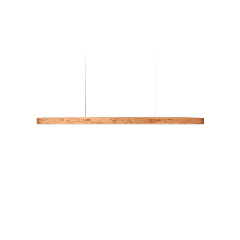 1 - Light LED Pendant, 98" H x 47.2" W x 2" D, Natural Cherry, Matte White