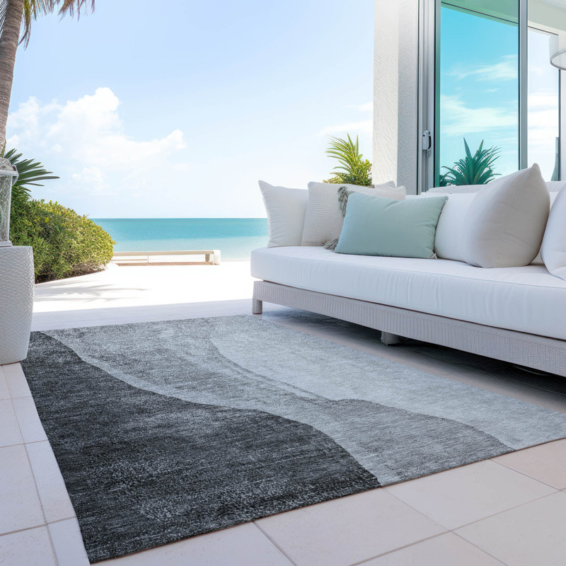Chev Washable Abstract Indoor / Outdoor Rug, Rectangle 3' x 5'
