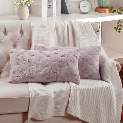 Housse de coussin jacquard en fausse fourrure