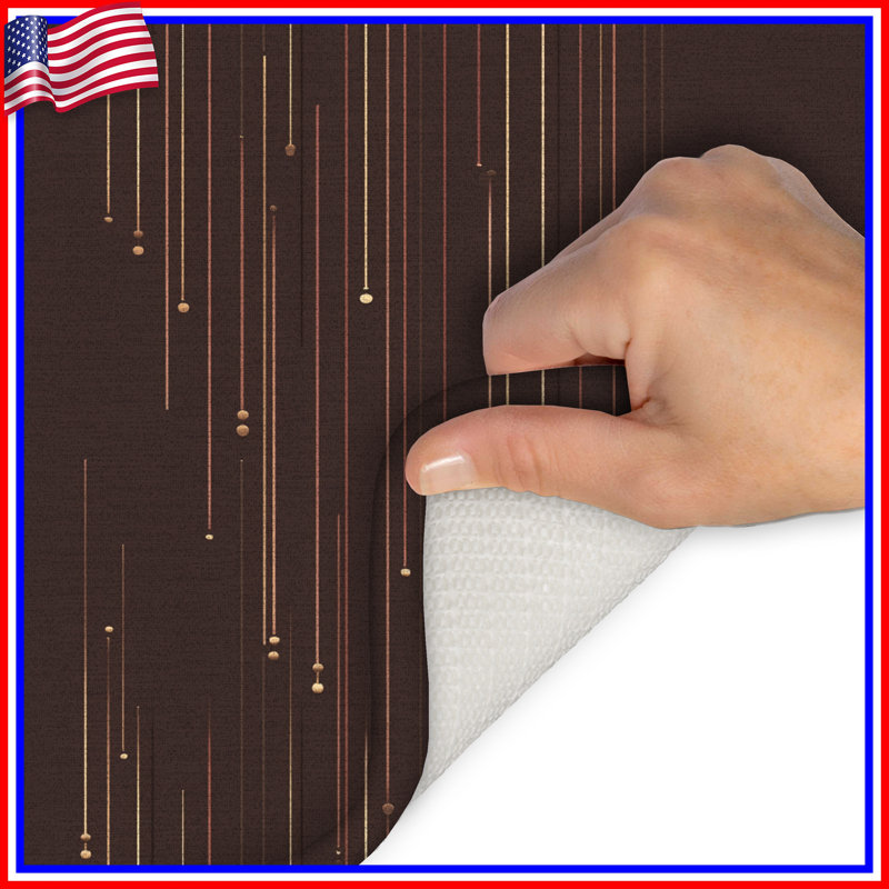 Lines Bath Mat Abstract Bathroom Decor Modern, Brown Geometric, Single - 34" L x 21" W