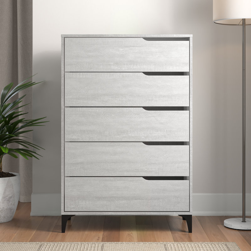 Commode 5 tiroirs Norcross, Chêne gris cendré