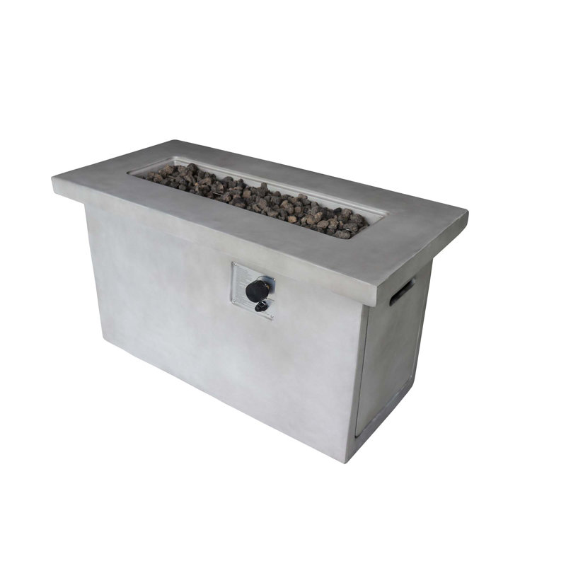 Concrete Propane/Natural Gas Outdoor Fire Pit Table, Gray