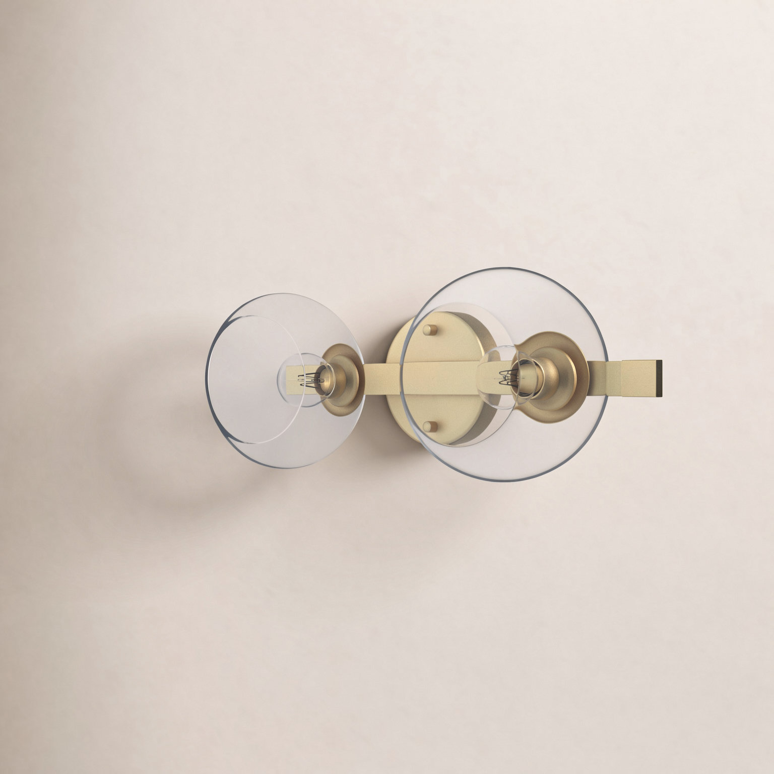 Nathalie 2 Light Glass Dimmable Armed Sconce, Brass, 2 Lights, 7" H x 17" W x 17" D