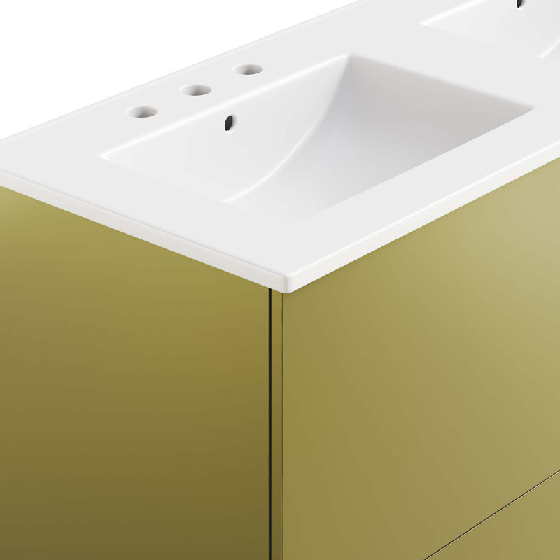 Meuble-lavabo double autoportant 48 po avec plateau en bois manufacturé Modway Quantum, Blanc