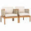 Fauteuil club d'extérieur en bois d'acacia et corde avec coussins
