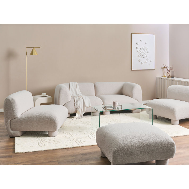 Ceonna 5 - Piece Living Room Set, White, White