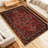 living room area carpet, large anti slip washable carpet, Bohemian retro medal printed pattern carpet suitable for bedrooms, dining rooms, family offices, daycare centers, dormitories, farmhouses, retro red-1917114749