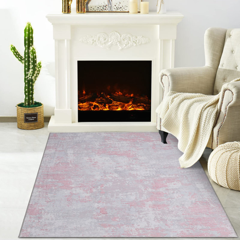 Rectangle Abstract Area Rug, Pink, Rectangle 120 x 170 cm
