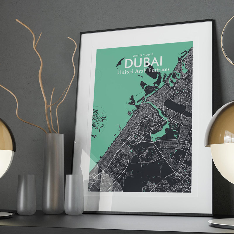 Dubai City Map In Dream - No Frame Print, 36cm H x 24cm W x 0.05cm D