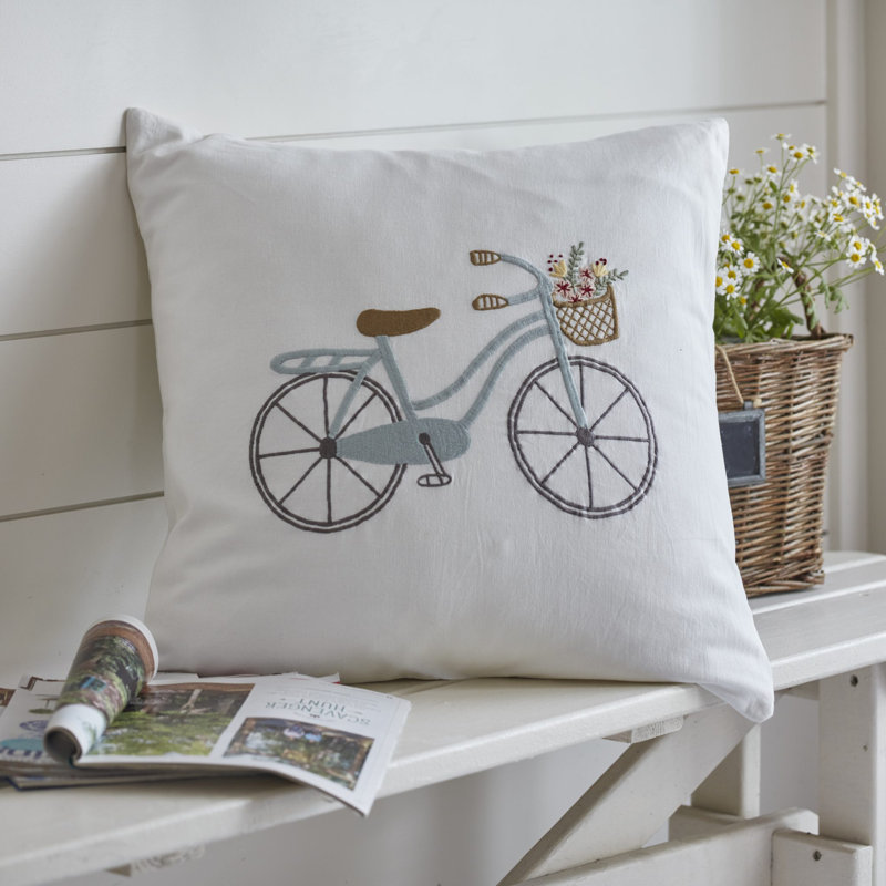 Beach Bicycle Linen Lumbar Pillow