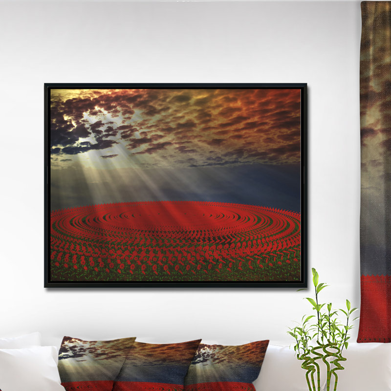 «Beautiful Circled Flower Fields», impression, H 36 po x l 46 po x P 1,5 po, Bois