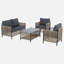New Comming Patio 4 Pieces Brown PE Wicker Sofa Set with Grey Cushion