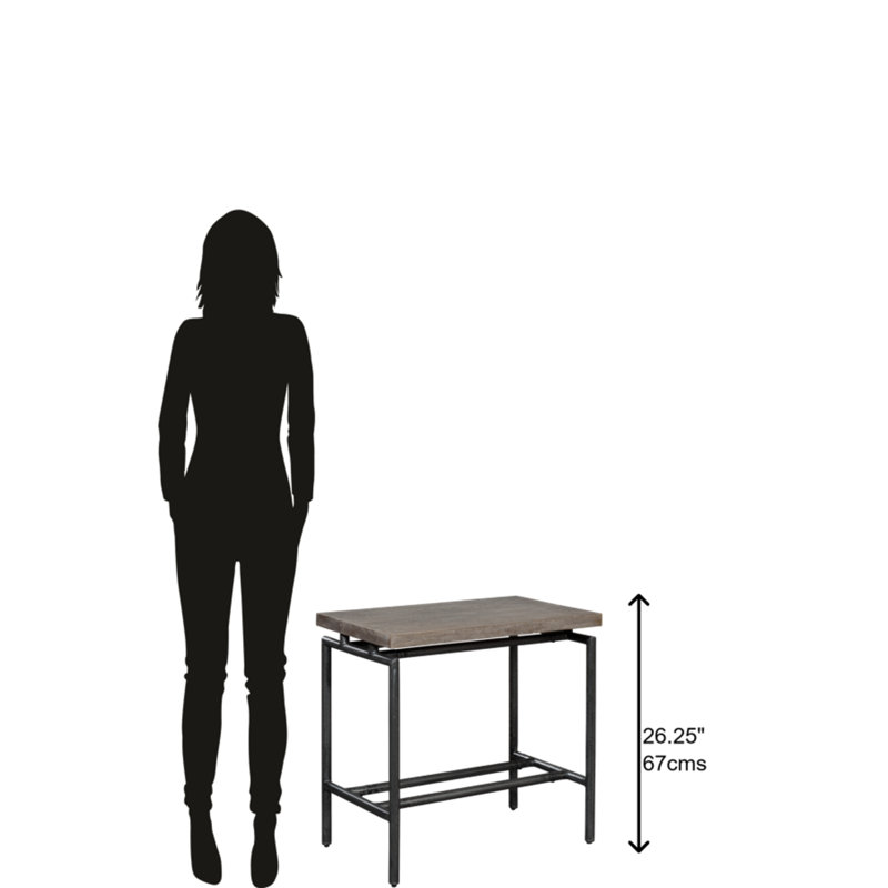 Transitional Grey and Black Wood-Metal Chairside Table with Storage