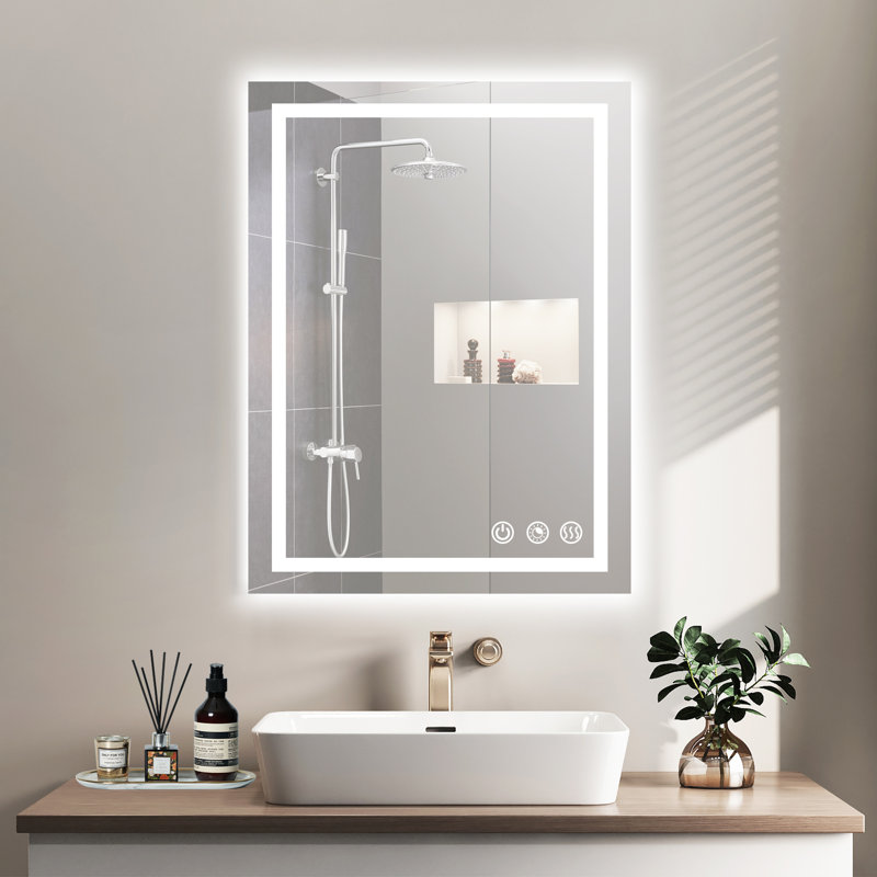 LED Lighted Bathroom Vanity Mirror 3-Colour Temperature Frontlit & Backlit Dimmable & Anti-Fog, 24" x 32"