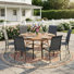 6-Person Round Patio Dining Set With Stackable Textilene Chairs