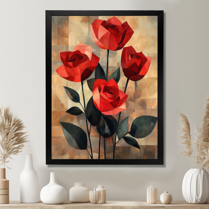 Chandra - art mural floral, Noir, noir, noir, noir, H 20 po x l 12 po, Reproduction encadrée d'une seule photo