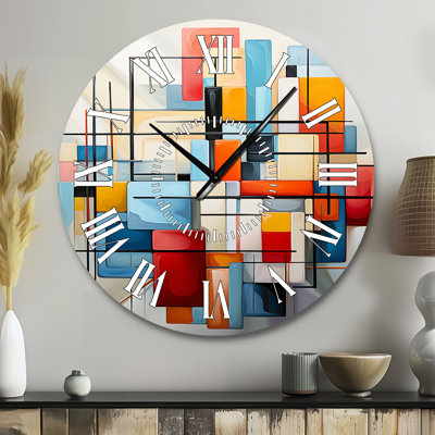 Geometric Abstraction Composition III - Abstract Spirals White Face Wall Clock