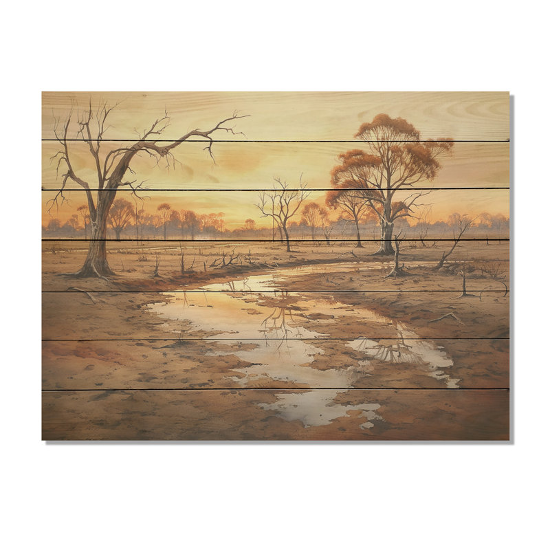 Australian Outback Landscape VI - Australie sur bois, H 24 po x l 32 po x P 0,78 po