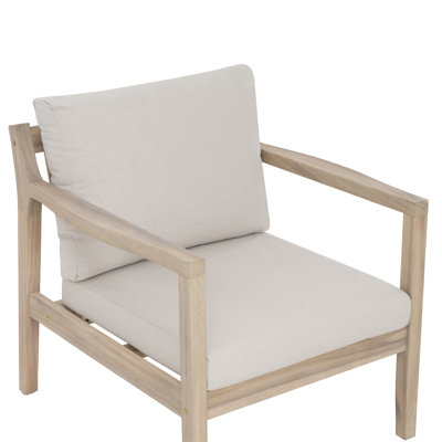 Chaise d'extérieur en bois d'acacia avec coussins Amina