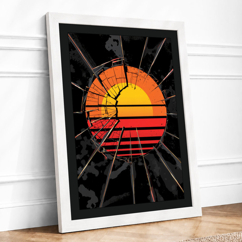 Sun Rays Geometric - Framed Print, A4 - 29.7 x 21.0 cm, White