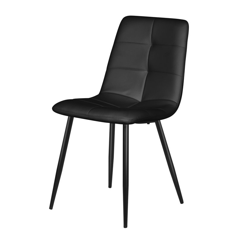 49cm H Upholstered Metal Upholstered Back Side Chair, Black