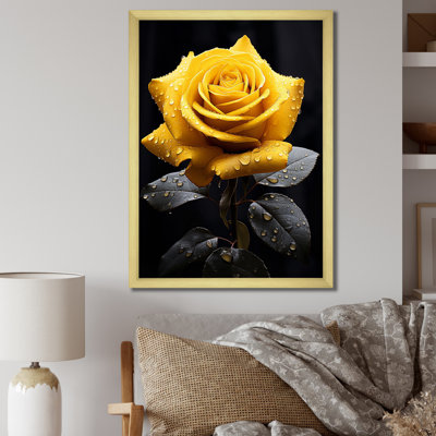 Danail Yellow Black Rose Elegance III - Flowers Wall Art