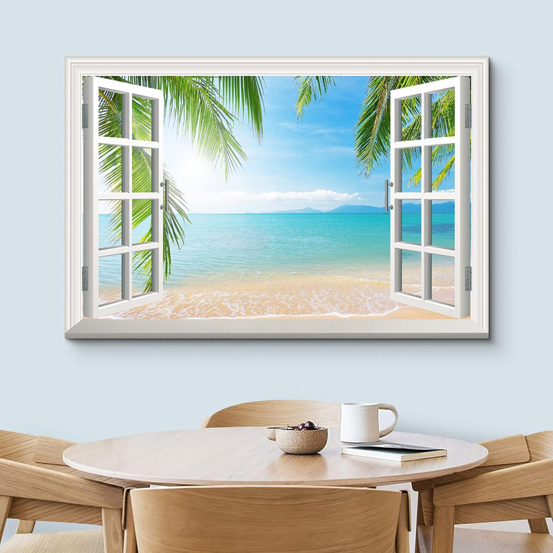 «Landscape Tropical Palm Tree Beach Nature Wilderness», reproduction sur toile, H 32 po x l 48 po x P 1,5 po