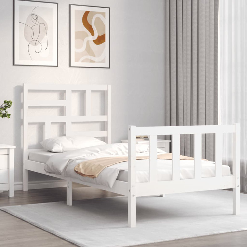 Bed Frame with Headboard, Brown, European Double (140 x 200cm)