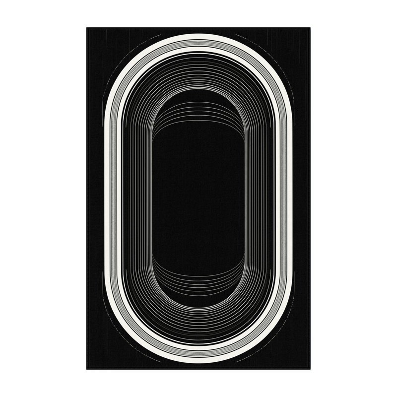 Machine Washable Paxton Snowboard Halfpipe Bold & Eclectic Modern Arc Rug in Gray – Black Binding, 2x5