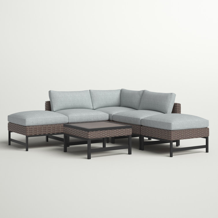 Hesse 6 Piece Rattan Sectional Seating Group with Cushions