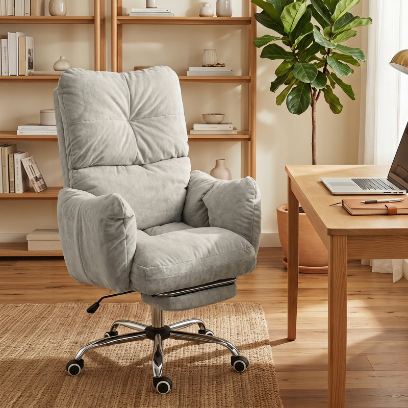 Chaise de bureau avec repose-pieds, chaise d'ordinateur inclinable, gris clair