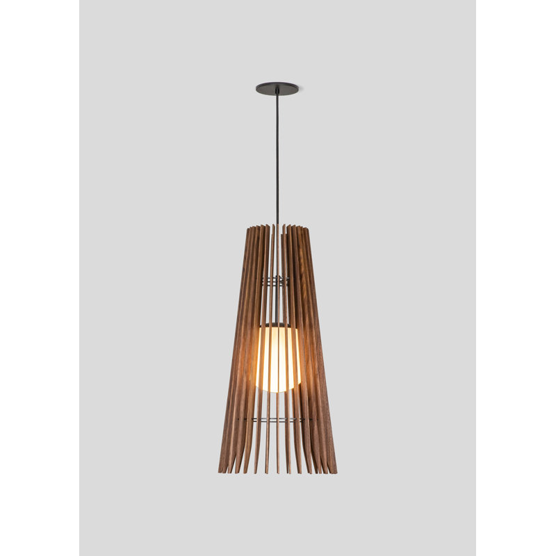 Lex 1 - Light LED Pendant, 28" H x 13.4" W x 13.4" D, Walnut, Black